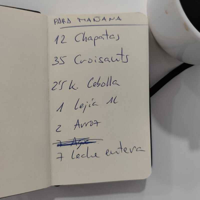 Lista manuscrita de pedido